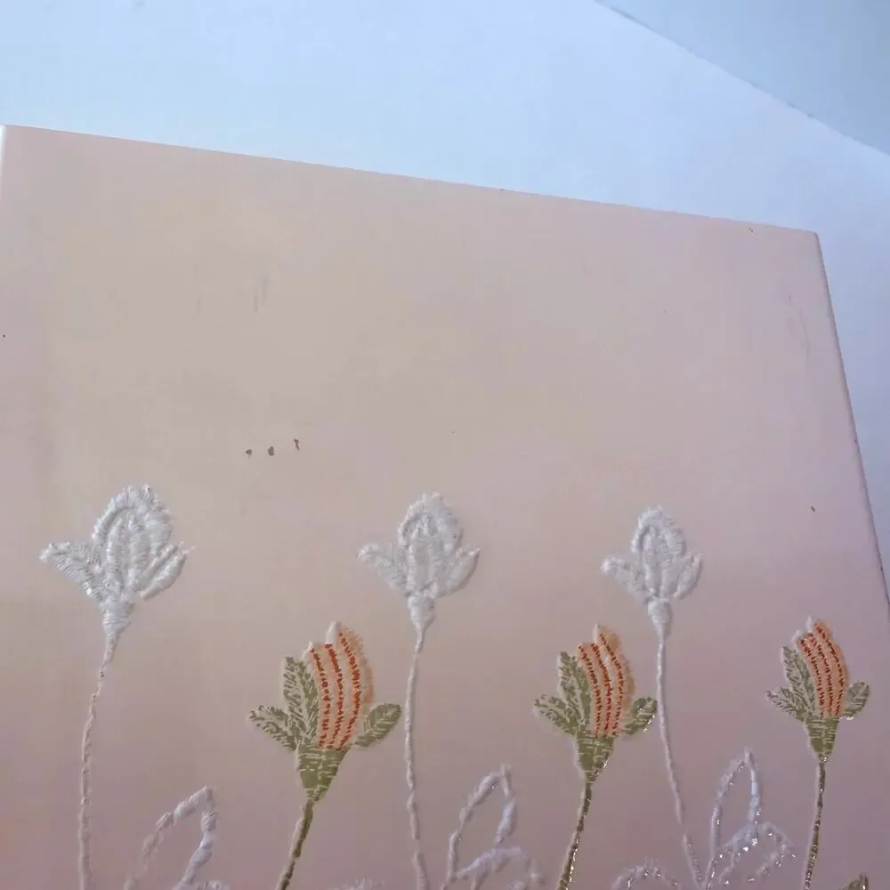 Vintage Plastic Tissue Box Cover Pink Peach Raised Orange White Flowers Japan 5”
